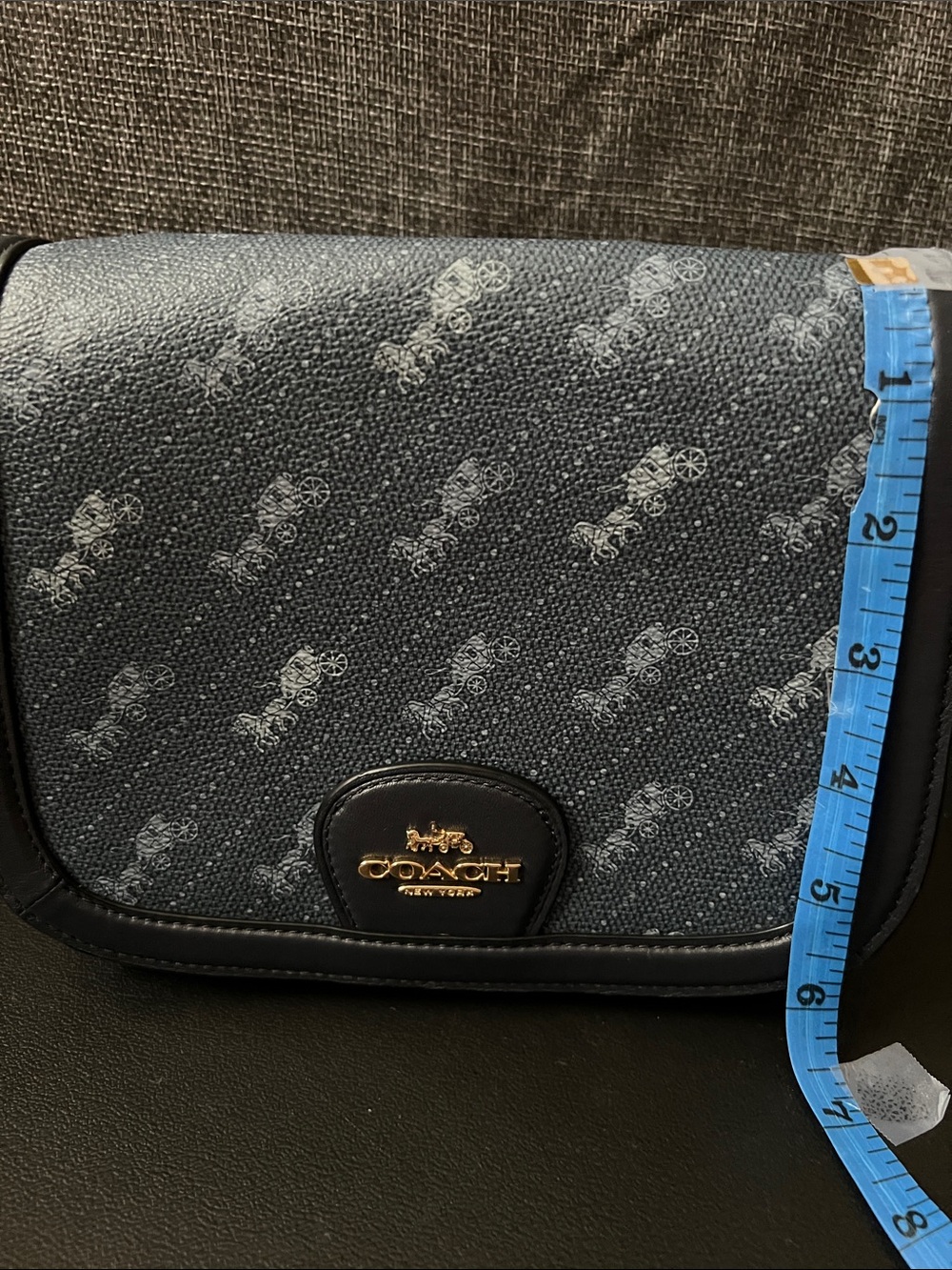 Coach Navy Signature Canvas Crossbody with Gold Logo Plaque - Picture 7 of 8